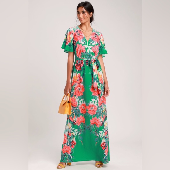 NWT $72 Still In Paradise Green Floral Print Maxi Dress NWT $72 - Picture 2 of 8